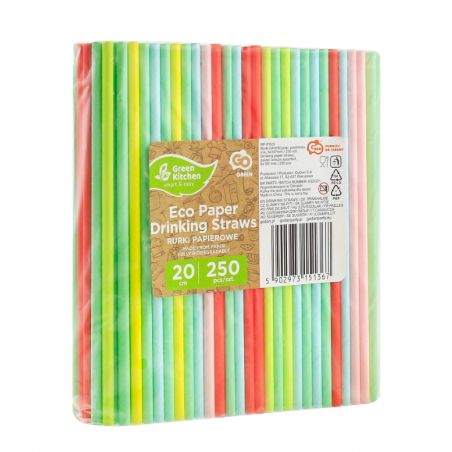 kolorowe papierowe słomki do napojów - pastelowy mix kolorów