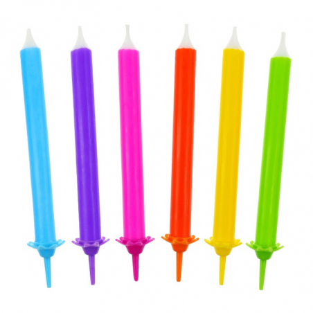 zestaw świeczek na tort urodzinowy w kolorach tęczy
