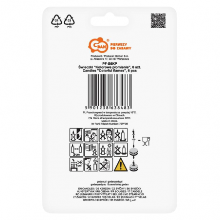 świeczki urodzinowe z kolorowymi płomieniami - 6 kolorów