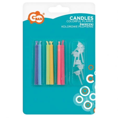 świeczki urodzinowe z kolorowymi płomieniami - 6 kolorów