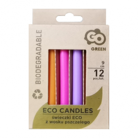 ekologiczne kolorowe świeczki urodzinowe z wosku pszczelego