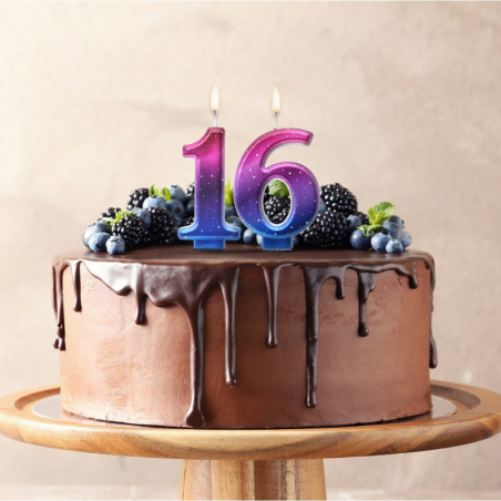 metaliczna tęczowa świeczka urodzinowa - cyfra 1 - night sky godan