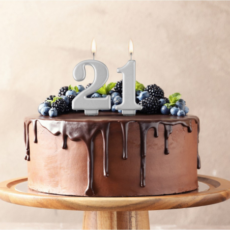 srebrna świeczka urodzinowa cyfra 2 na tort w stylu glamour