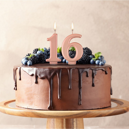 różowa świeczka urodzinowa cyfra 1 na tort w stylu glamour