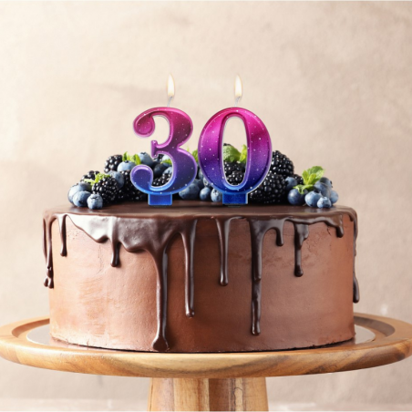 metaliczna tęczowa świeczka urodzinowa - cyfra 0 - night sky godan