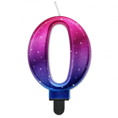 metaliczna tęczowa świeczka urodzinowa - cyfra 0 - night sky godan