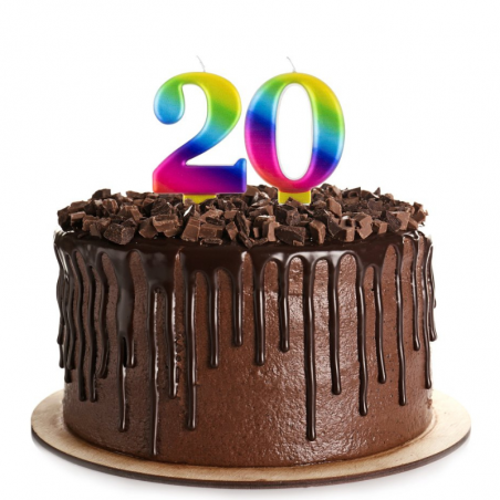 metaliczna tęczowa świeczka urodzinowa - cyfra 0 -galaxy godan