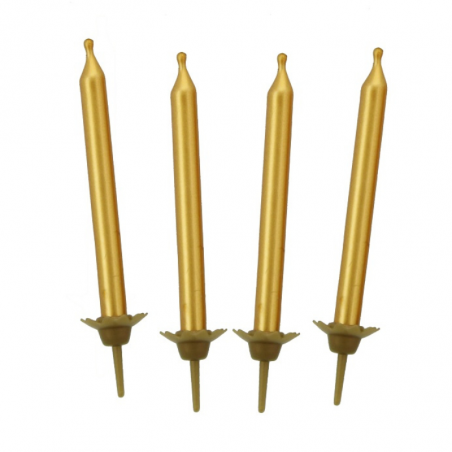 eleganckie złote świeczki na tort urodzinowy