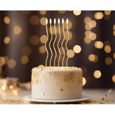 długie świeczki urodzinowe złota fala