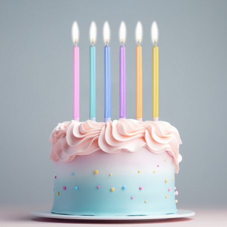kolorowe świeczki urodzinowe - makaronikowy mix