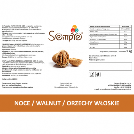 gładki krem z orzechów włoskich bez dodatków - Sempre - cukieteria.pl