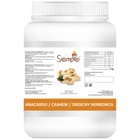 gładki krem z orzechów nerkowca bez dodatków - Sempre - cukieteria.pl