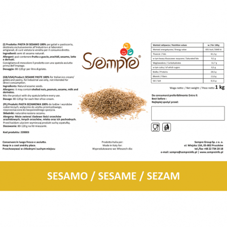 gładki krem sezamowy bez dodatków - pasta tahini - Sempre - cukieteria.pl