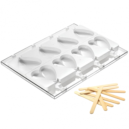 zestaw form silikonowych do lodów i ciastek na patyku - serca - cukieteria.pl