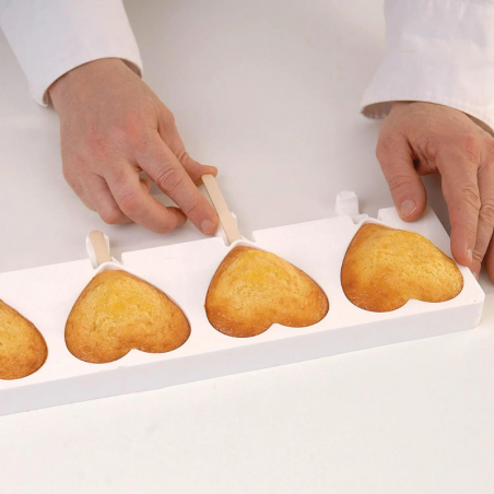 zestaw form silikonowych do lodów i ciastek na patyku - serca - cukieteria.pl