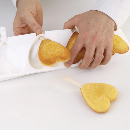 zestaw form silikonowych do lodów i ciastek na patyku - serca - cukieteria.pl