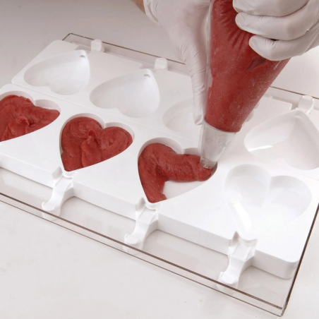 zestaw form silikonowych do lodów i ciastek na patyku - serca - cukieteria.pl
