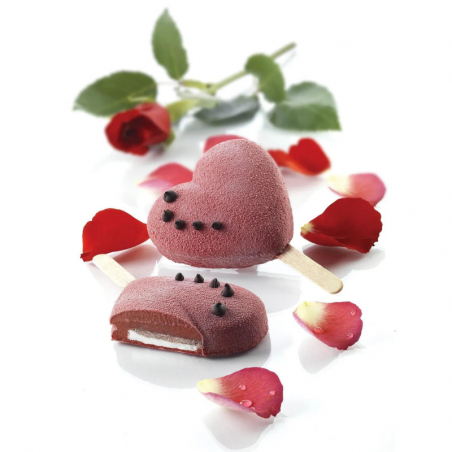 zestaw form silikonowych do lodów i ciastek na patyku - serca - cukieteria.pl