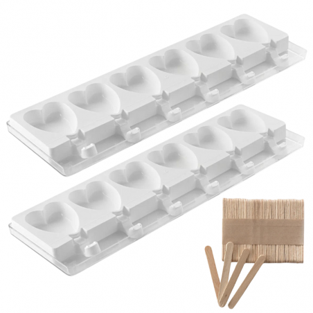 zestaw form silikonowych do mini lodów i ciasteczek na patyku - serduszka - cukieteria.pl