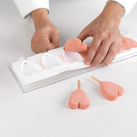 zestaw form silikonowych do mini lodów i ciasteczek na patyku - serduszka - cukieteria.pl