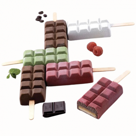 zestaw form silikonowych do lodów i ciastek na patyku - tabliczka czekolady - cukieteria.pl