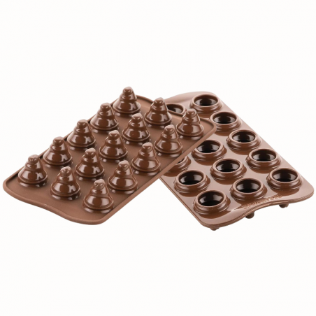 foremka silikonowa do trójwymiarowych czekoladek w kształcie choinki - Silikomart - Cukieteria.pl