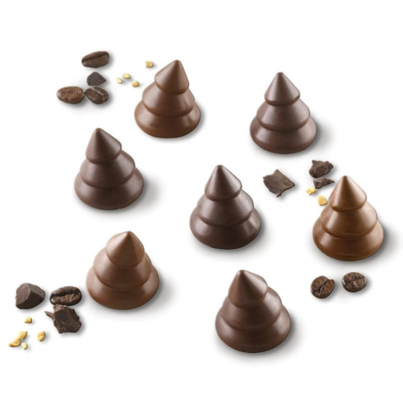 foremka silikonowa do trójwymiarowych czekoladek w kształcie choinki - Silikomart - Cukieteria.pl