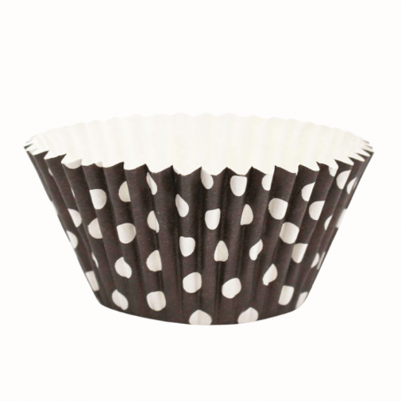 sztywne papilotki do babeczek z powłoką silikonową - Papilotka Polka Brązowa - Cukieteria.pl