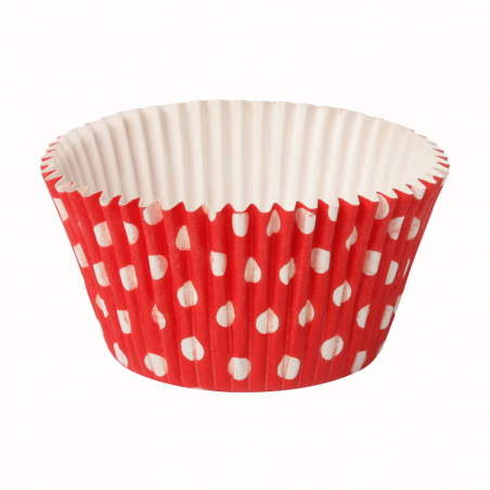 sztywne papilotki do babeczek z powłoką silikonową - Papilotka Polka Czerwona - Cukieteria.pl