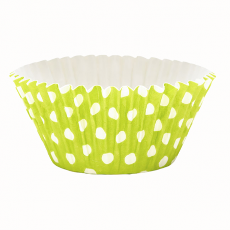 sztywne papilotki do babeczek z powłoką silikonową - Papilotka Polka Zielona - Cukieteria.pl