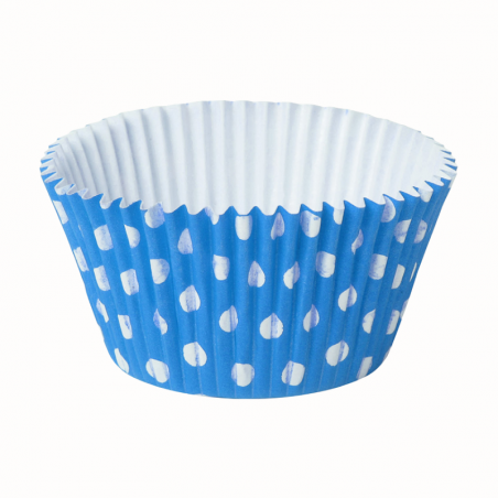 sztywne papilotki do babeczek z powłoką silikonową - Papilotka Polka Niebieska - Cukieteria.pl