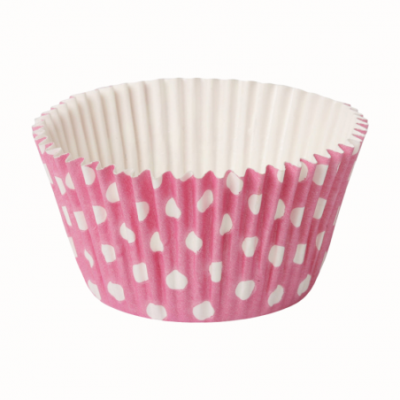 sztywne papilotki do babeczek z powłoką silikonową - Papilotka Polka Różowa - Cukieteria.pl