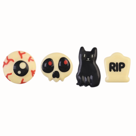 op. 72 szt. Czekoladowy zestaw na Halloween - 92016 Modecor - dekoracje z białej czekolady - dł. 25 mm