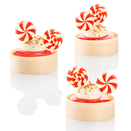 op. 189 szt. Świąteczne Cukierki Mikołaja - 33763 Barbara Decor - gotowe dekoracje z białej czekolady - śr. 30 mm