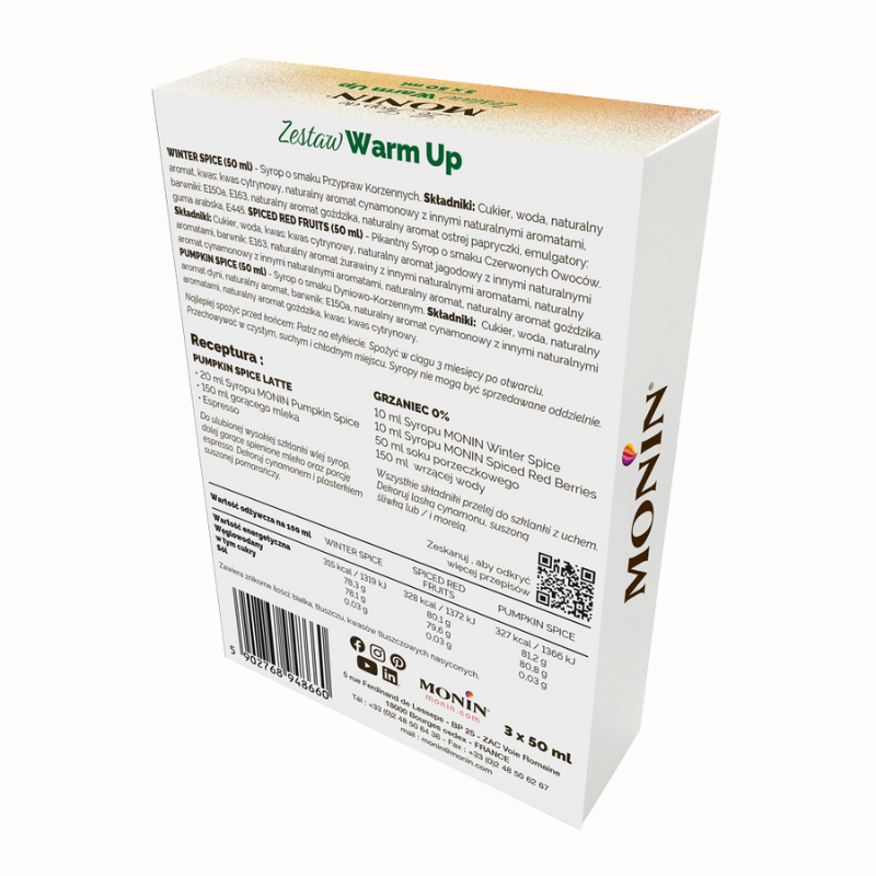 Rozgrzewający zestaw mini syropów do kaw i napojów Warm Up Monin - Cukieteria.pl Rozgrzewający zestaw mini syropów do kaw i napojów Warm Up Monin - Cukieteria.pl