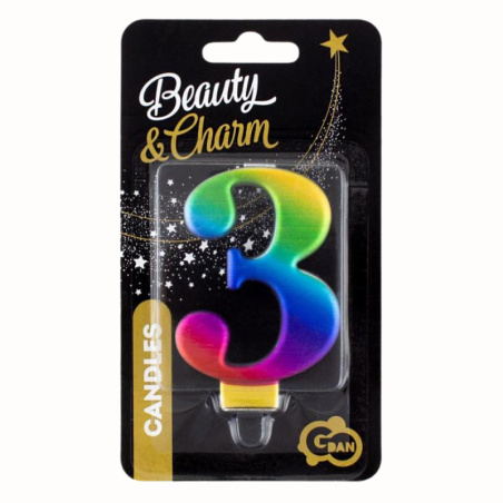 Cyfra 3 - świeczka urodzinowa Galaxy - PF-SCG3 GoDan - Cukieteria.pl