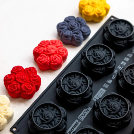 PX4397 Bouquet de roses Pavoni - forma silikonowa do monoporcji - bukiet róż - śr. 80 mm / poj. 100 ml x 12 porcji