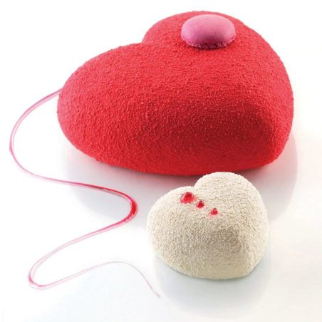 Amorini 100 Silikomart - forma silikonowa z wykrojnikiem do deserów - serce - dł. 63 x wys. 39 mm / poj. 100 ml x 8 porcji