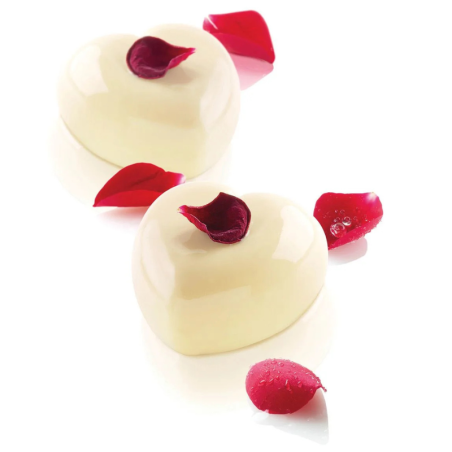 Amorini 100 Silikomart - forma silikonowa z wykrojnikiem do deserów - serce - dł. 63 x wys. 39 mm / poj. 100 ml x 8 porcji