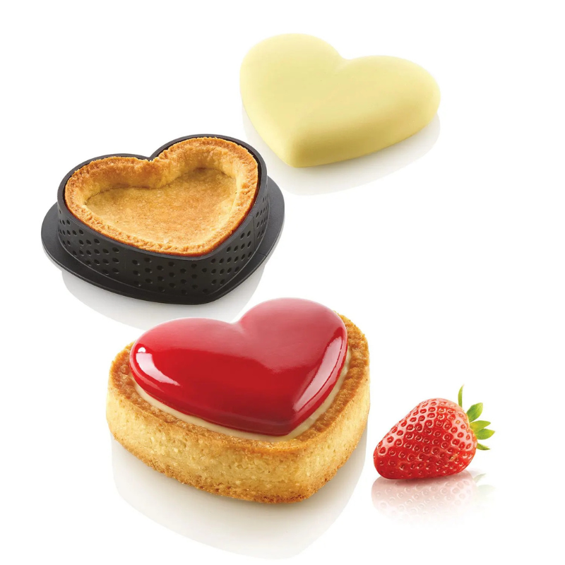 Kit Tarte Ring Amore 80 Silikomart - zestaw do tartaletek - serce - Cukieteria.pl Kit Tarte Ring Amore 80 Silikomart - zestaw do tartaletek - serce - Cukieteria.pl
