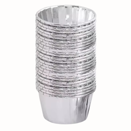 papierowe papilotki do pieczenia z powłoką aluminiową w kolorze srebrnym
