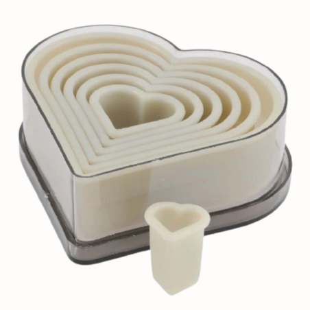 op. 7 szt. Serce - zestaw wykrojników cukierniczych z tworzywa - dł. od 25 do 112 mm - Thermohauser