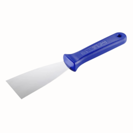 Stalowa szpachla cukiernicza z niebieskim uchwytem z tworzywa - dł. 24.5 x szer. 6 cm - nr. kat. 68667 Thermohauser
