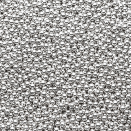op. 40 g Perełki srebrne śr. 4 mm - posypka dekoracyjna - Cukieteria.pl