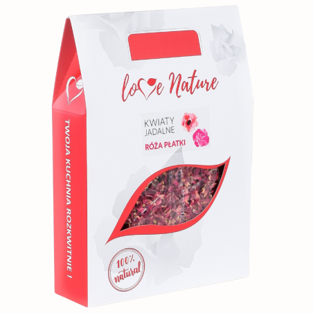 op. 60 g Płatki róży - suszone kwiaty jadalne - Love Nature - płatki kwiatów do dekoracji cukierniczych - Cukieteria.pl