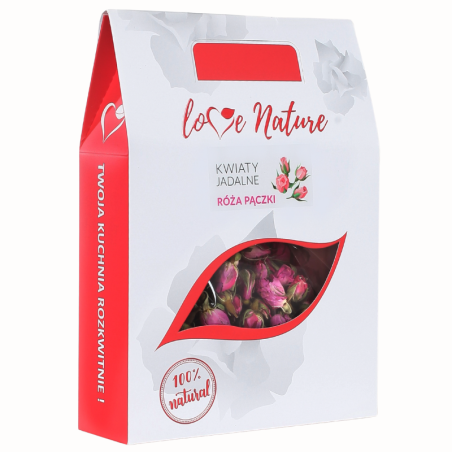 op. 60 g Pączki róży - suszone kwiaty jadalne - Love Nature - pączki kwiatów do dekoracji cukierniczych - Cukieteria.pl