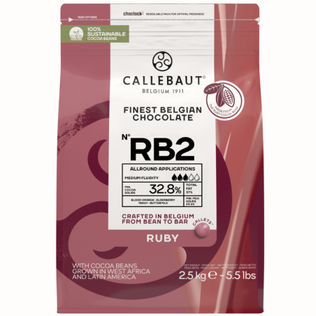 op. 2.5 kg CZEKOLADA RUBY 32.8% RECIPE N°RB2 CALLEBAUT - intensywnie rubinowa czekolada z nutami kwaśnych owoców - Cukieteria.pl