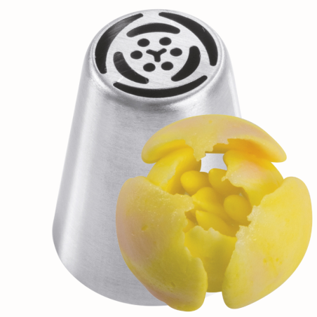 1 szt. Tylka Rosyjska do kwiatów - BX0002 Martellato - stalowa końcówka do dekorowania kremem - śr. 37 mm x wys. 42 mm