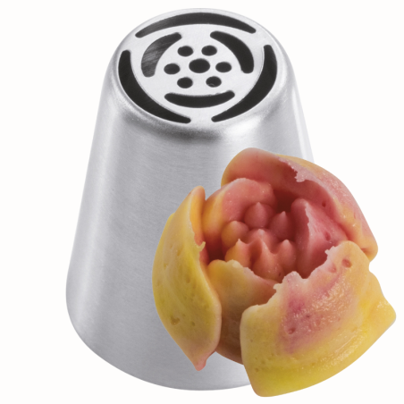 1 szt. Tylka Rosyjska do kwiatów - BX0004 Martellato - stalowa końcówka do dekorowania kremem - śr. 37 mm x wys. 42 mm