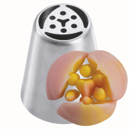 1 szt. Tylka Rosyjska do kwiatów - BX0008 Martellato - stalowa końcówka do dekorowania kremem - śr. 37 mm x wys. 42 mm